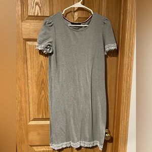 Tommy Hilfiger Gray Dress with White Lace Detail